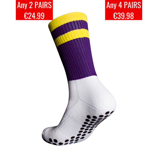 EOS ELITE GAA UltraSoft Grip Socks Purple/Yellow