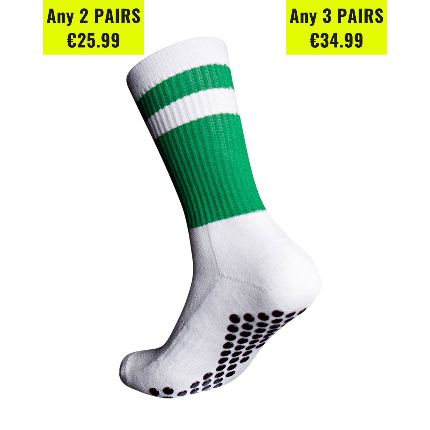 Eos Elite Grip socks Green and white, 2 pairs for €25.99 or 3 pairs for €34.99