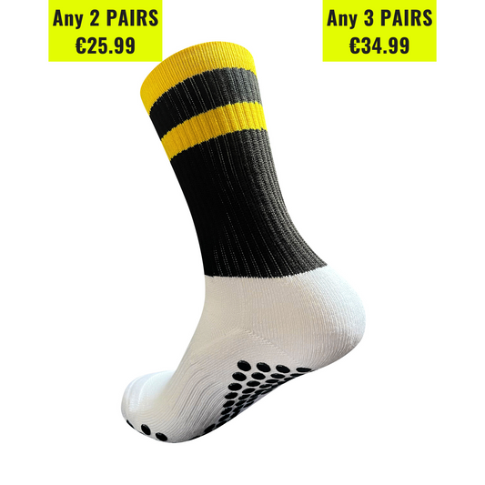 Eos Elite Grip socks black and yellow colours 