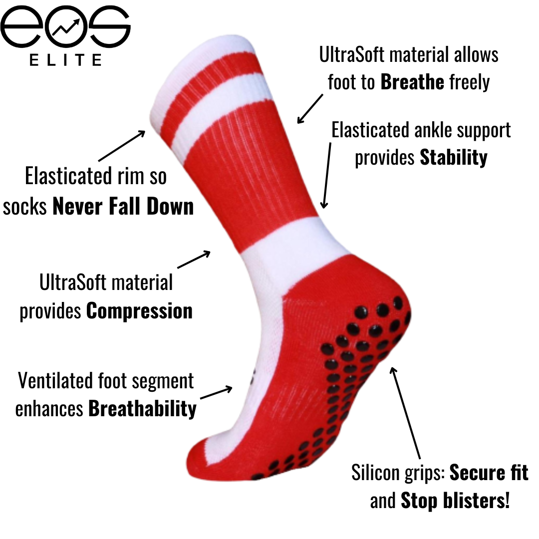 EOS ELITE GAA UltraSoft Grip Socks Red/White